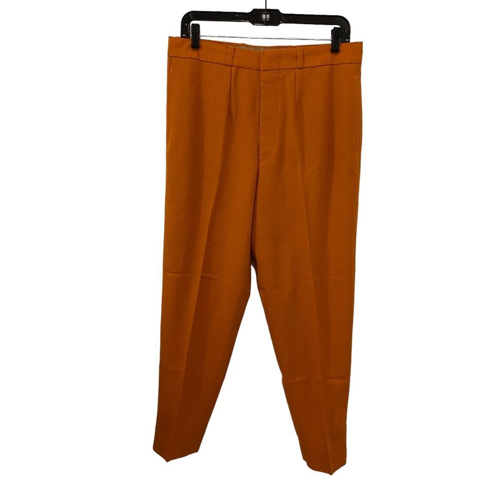 Custom Made Rust Orange Pleated Trousers Dress Pants Suit Separate Size Medium